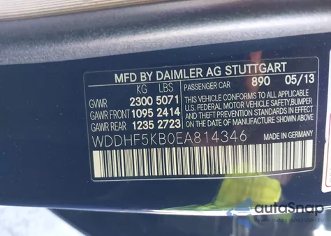 2014 Mercedes-Benz E 350 from USA, damaged, VIN WDDHF5KB0EA814346